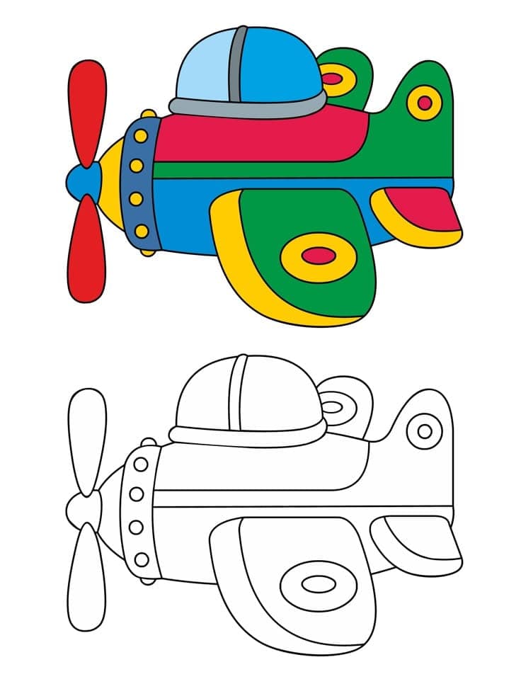 Coloriage d’un avion à imprimer pour enfant