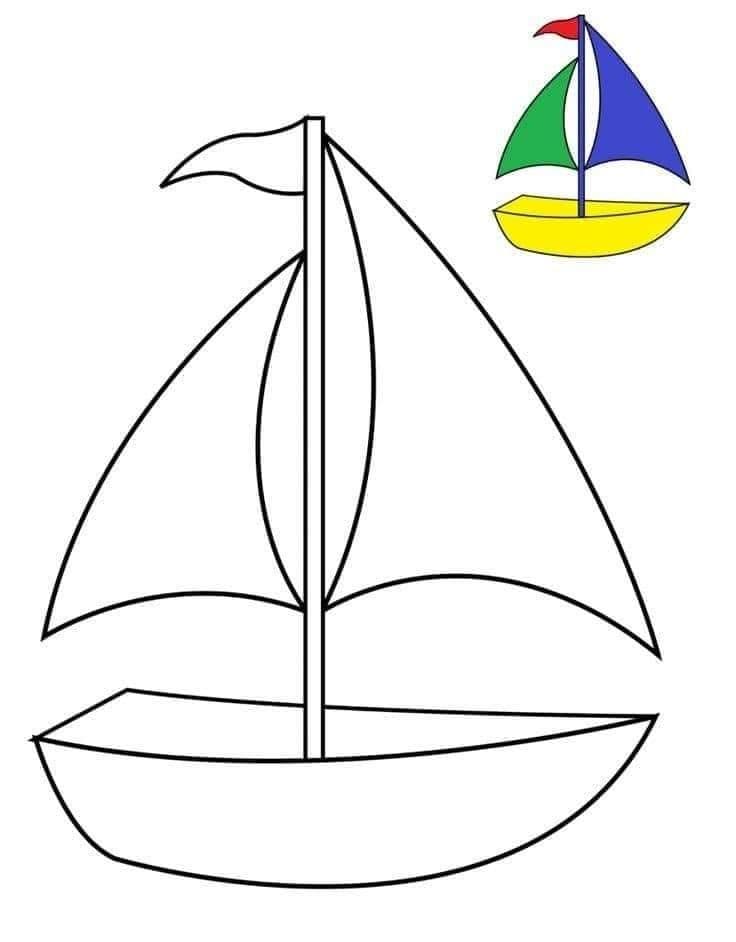 Coloriage d’un bateau à voile à imprimer pour enfant