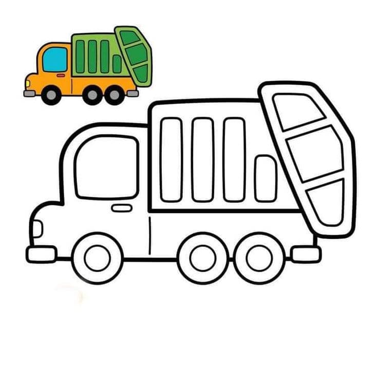 Coloriage d’un camion-benne à imprimer pour enfant