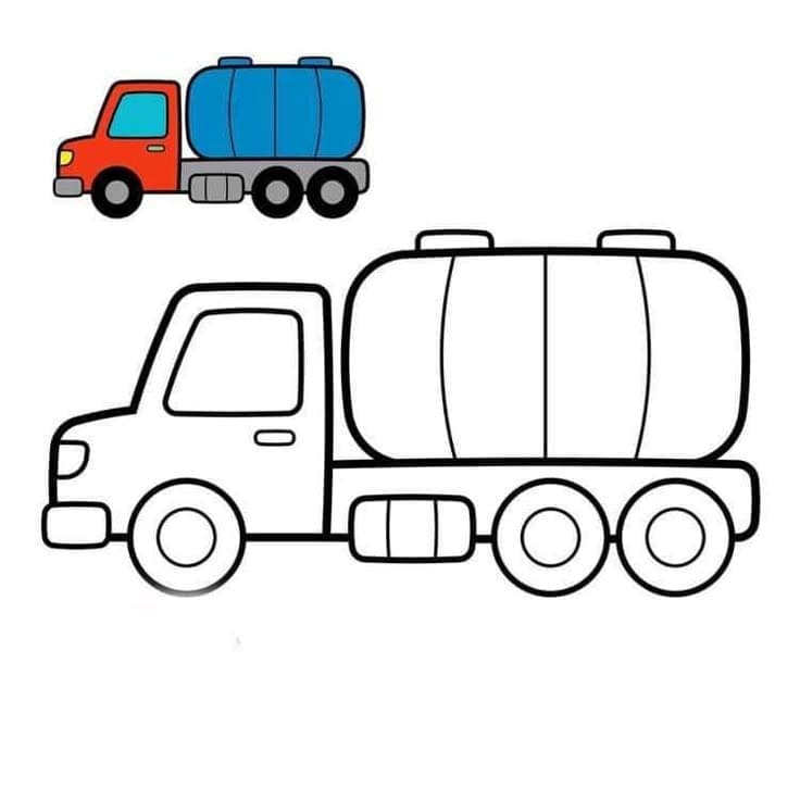 Coloriage d’un camion-citerne à imprimer pour enfant