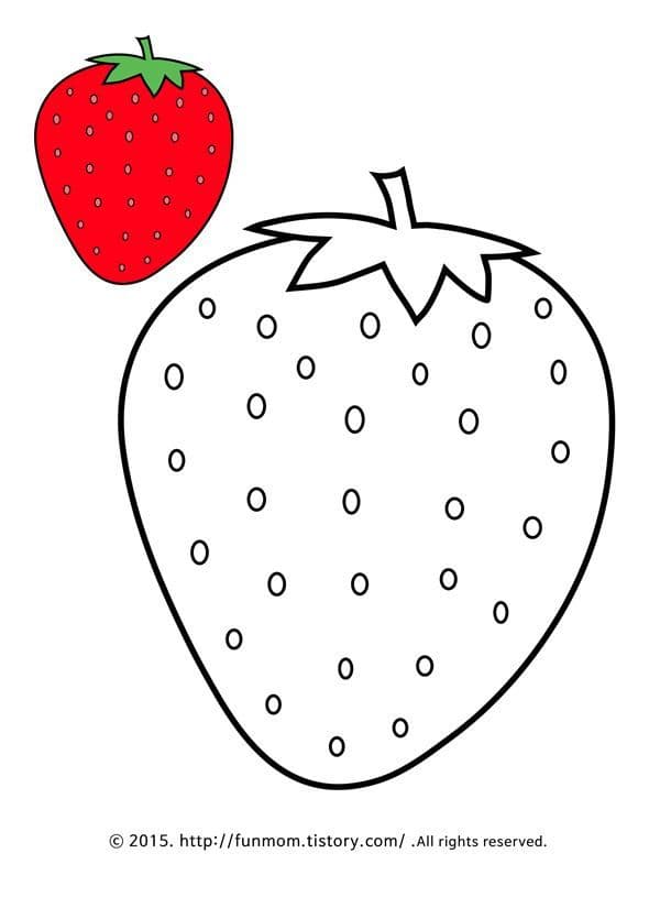 Coloriage d’une fraise à imprimer pour enfant