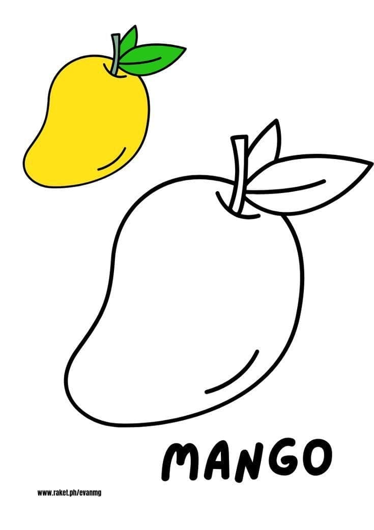 Coloriage d’une mangue à imprimer pour enfant