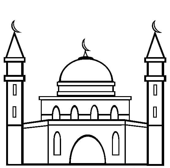 Coloriage d’une mosquée à imprimer pour enfant