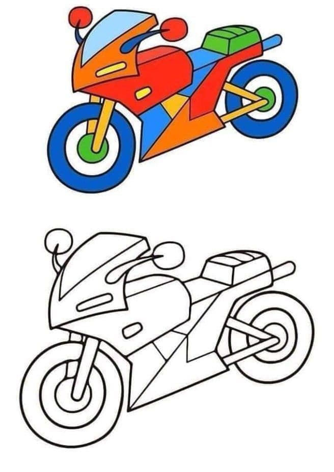 Coloriage d’une moto à imprimer pour enfant