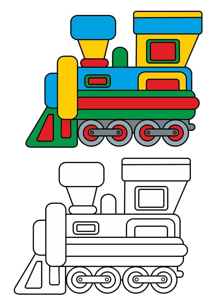 Coloriage d’un train à imprimer pour enfant